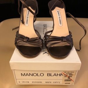Manolo Blahnik sandals in bronze leather